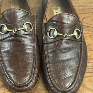 Vintage Gucci Braune Leder Loafer Made In Italy Grösse 48
