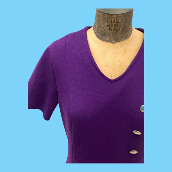 A Vintage 70's Purple Knit Midi Dress With Silver… - image 4