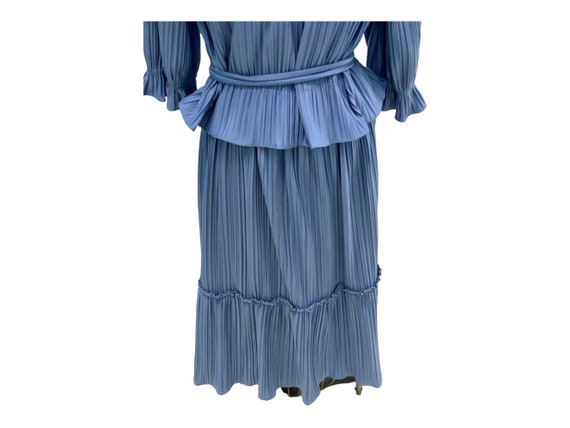 Vintage Matti Of Lynne Blue Pleated Peasant Style… - image 4