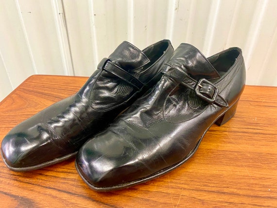 1970's Vintage Men's Black W/ Buckle High Heeled S