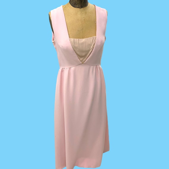 Vintage Pink Maxi Evening Dress W/ Fur Collar Eve… - image 2