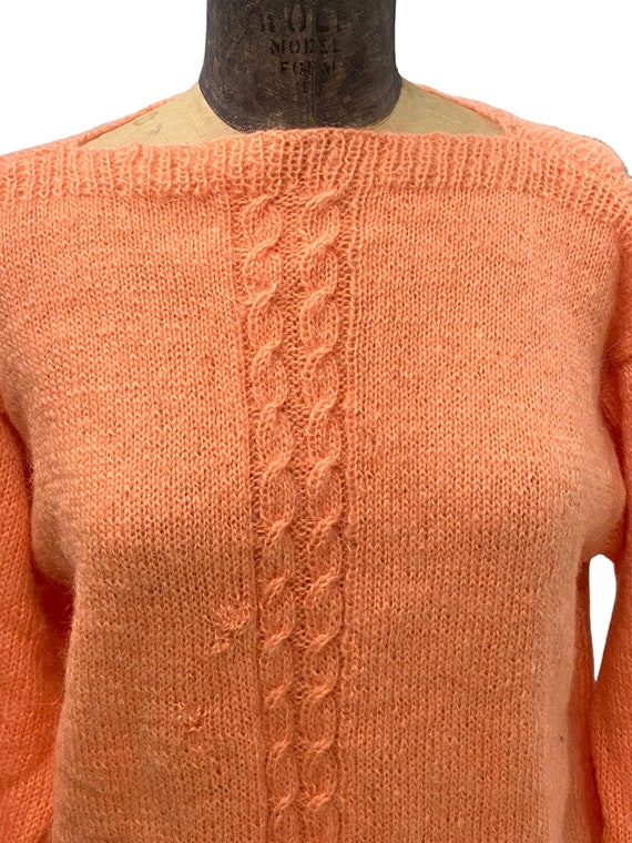 Vintage 1970s Tangerine Open Back Wool Sweater - image 2