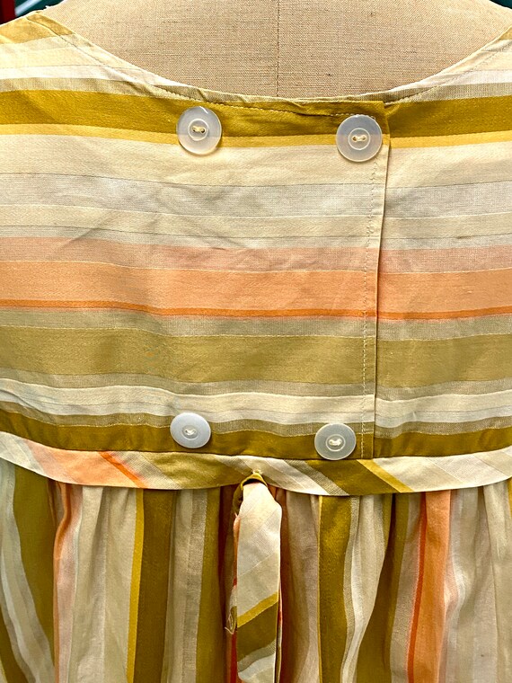 70s Vintage Silk Cotton Striped Sleeveless Top Med - image 3