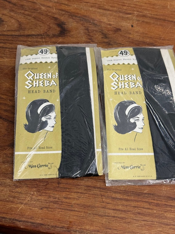 Pair Of Vintage 1970s Queen Of Sheba Black Headban