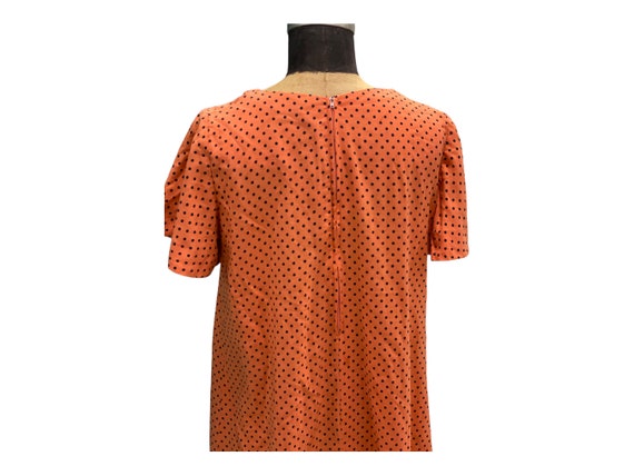 Vintage 70s Mod Style Orange W/ Black Polka Dots … - image 4