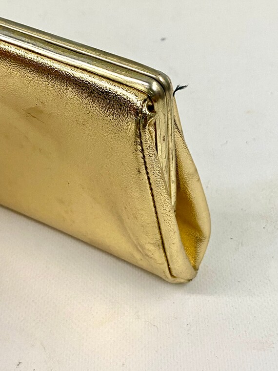 Vintage Gold Lame Clutch Evening Bag With Metal R… - image 4