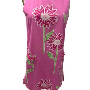 Vintage Lilly Pulitzer Pink Daisy Summer Shift Dress Sz 10