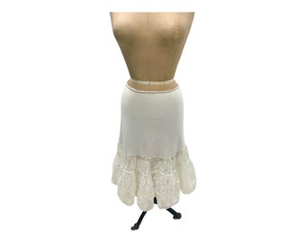 Vintage 50s White Petticoat Ruffled Lace Tulle Netting Aristocrat By Superior Sm-Md