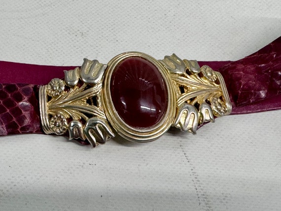 Vintage Judith Lieber Red Reptile Skin Belt - image 1