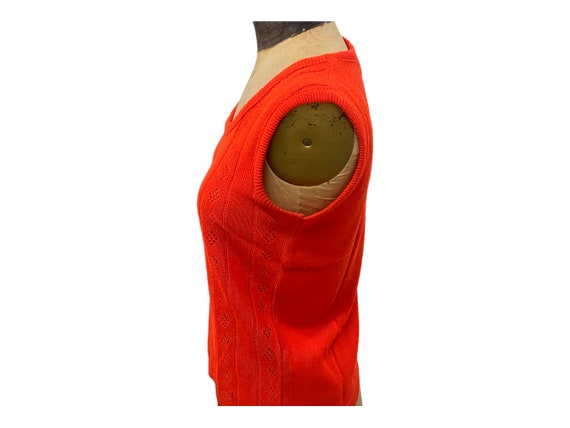 Vintage 70s Sydney Gould Red Wool Diamond Cut Out… - image 3
