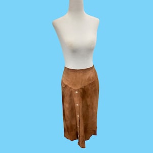 Vintage Henri Bendel Tan Suede Leather Skirt Made In France Size 12