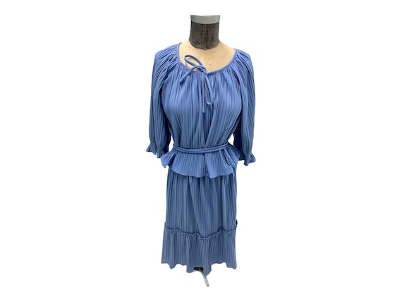 strapless open back dress Zara Pleated Wrap Dress in Blue | Zibi London