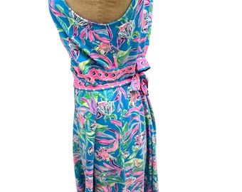 Lilly Pulitzer Clancie Knee Length Wrap Dress Keep on Beleafing Print XL -  Etsy