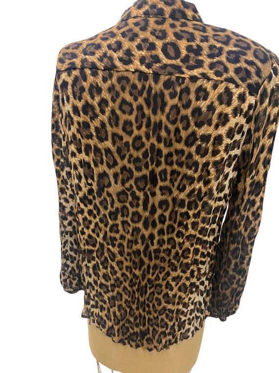 Vintage Harlow Cheetah Leopard Print Blouse Med - image 5