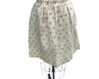 Vintage 70s Pleated Floral Cotton Skirt Small