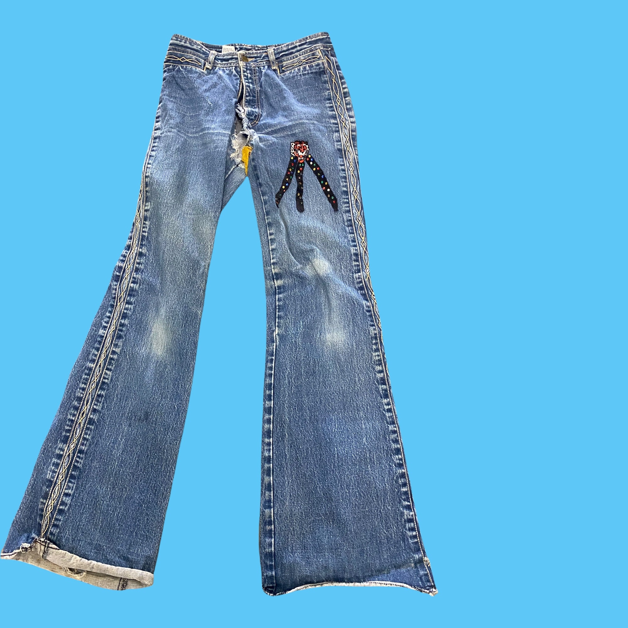 Vintage 1970s Wild Oats Unisex Denim Jeans Womans Sz.11 Mens 31