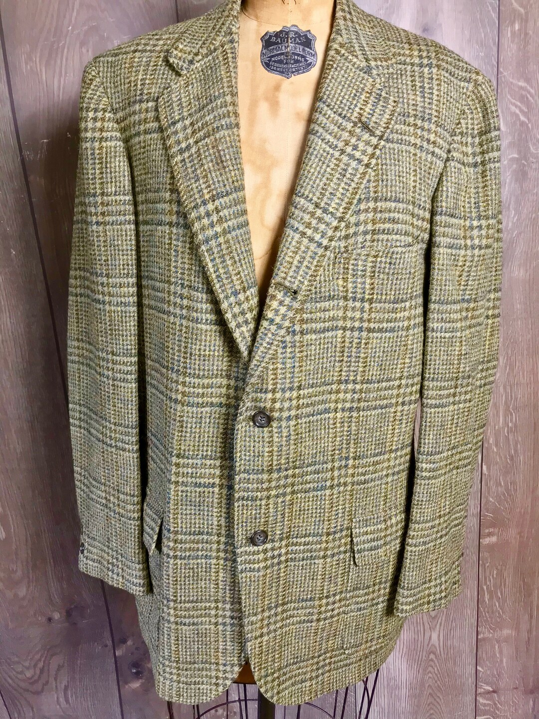 Vintage Brooks Brothers Tweed Checked Sports Coat 1960's Youth