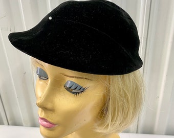 Vintage 1960s Frank Olive Black Wide Brimmed Hat W/ Brown  display picture 1