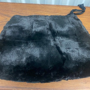 Vintage Sheared Black Rabbit Fur Hand Warmer Muff