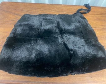 Vintage Sheared Black Rabbit Fur Hand Warmer Muff