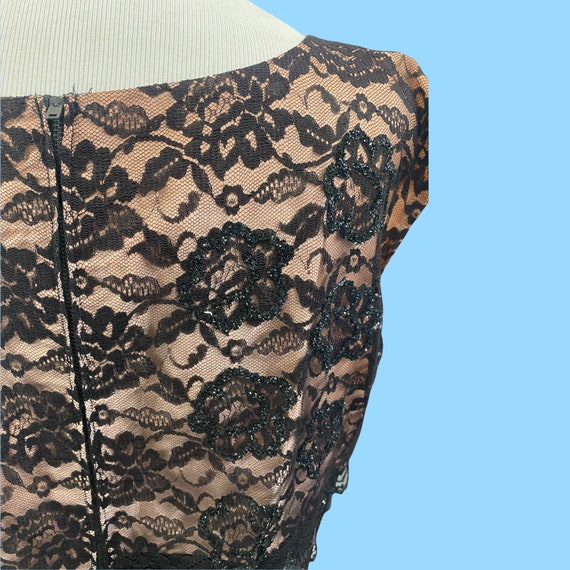 Vintage Black Dress With Lace Embroidered Over Sa… - image 10