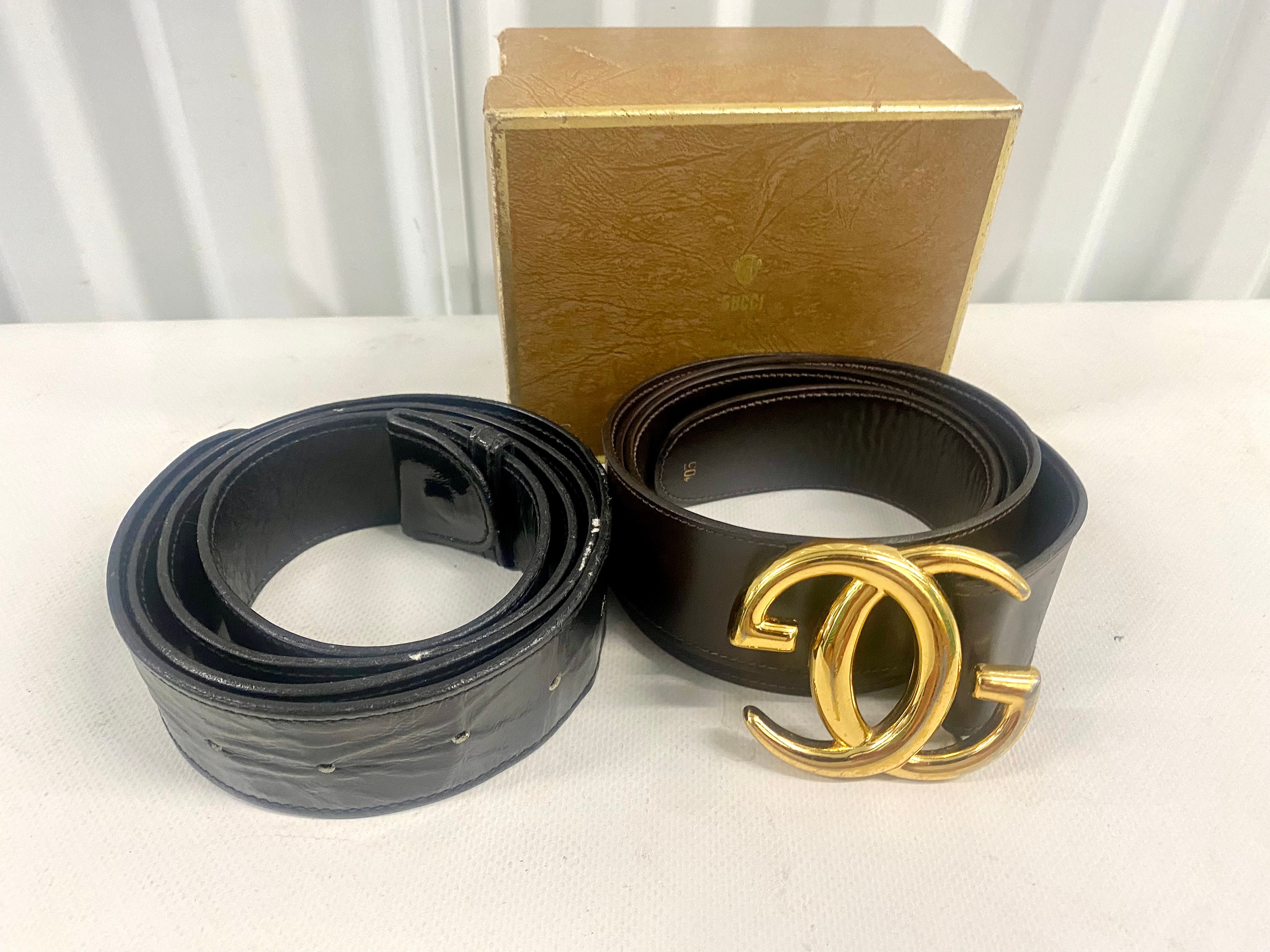 Gucci Double G Buckle GG Canvas Leather Belt Brown - DDH