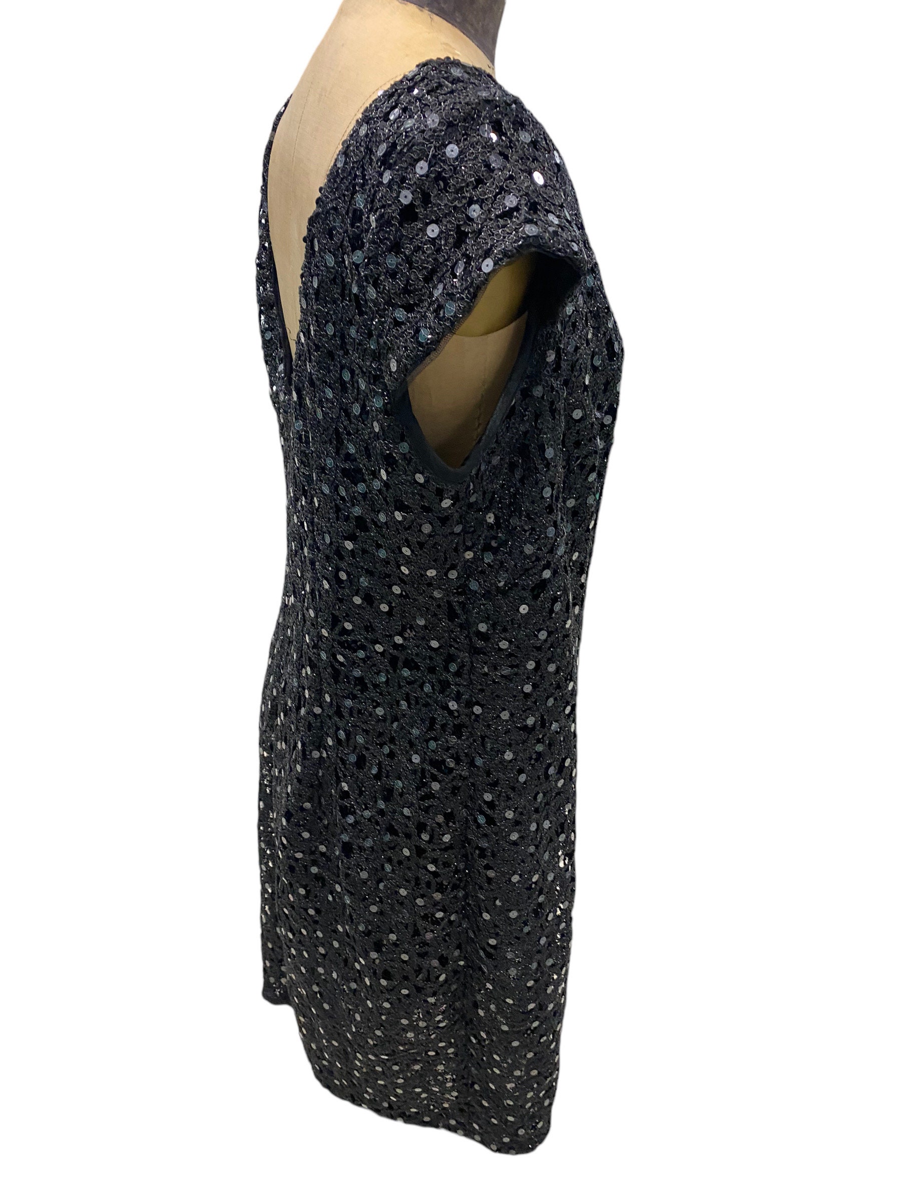 Vintage Adrianna Papell Sequined Black Evening Dress 14W Vintage Adrianna Papell Sequined Black Evening Dress 14W