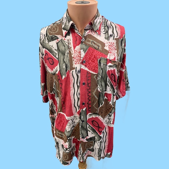 Vintage Oscar De La Renta Bright Pattern Men s Summer Shirt M Etsy