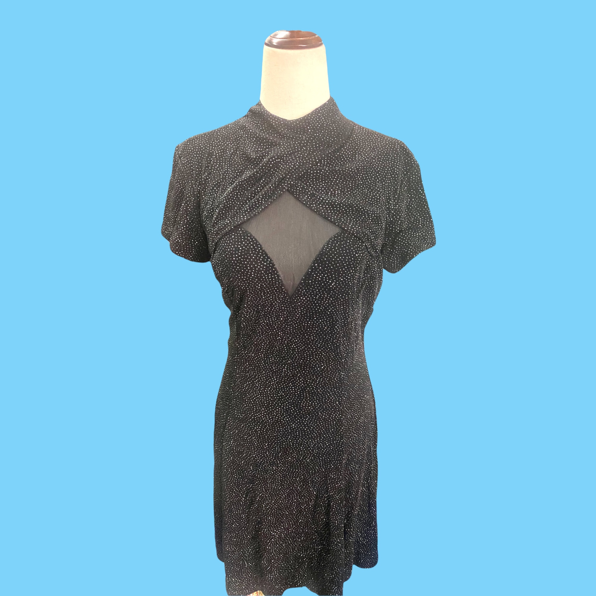 slim fit dress slacks Betsy & Adam Glitter Knit Off the Shoulder Tori Gown A26921 main image 1