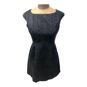 1960s Vintage Black Waffle Weave Dress By B. Altman Size 10