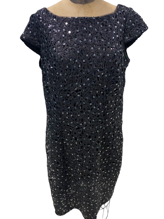 Vintage Adrianna Papell Sequined Black Evening Dre