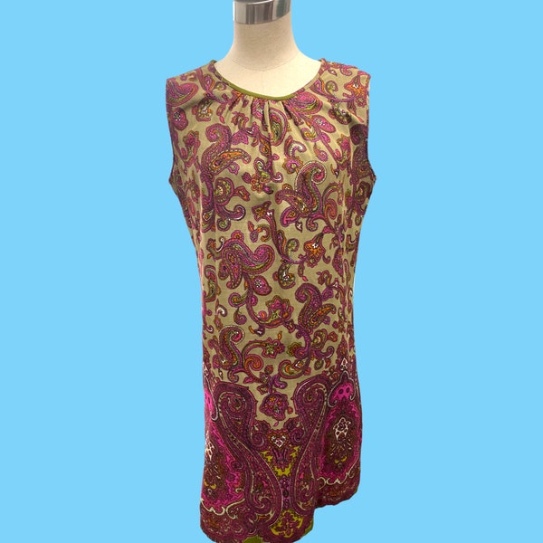 Vintage 1970s Joanna Retro Paisley Summer Midi Dress - Small -Med