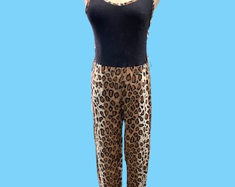 1980s Vintage Leopard Print Jumpsuit Size 5-6