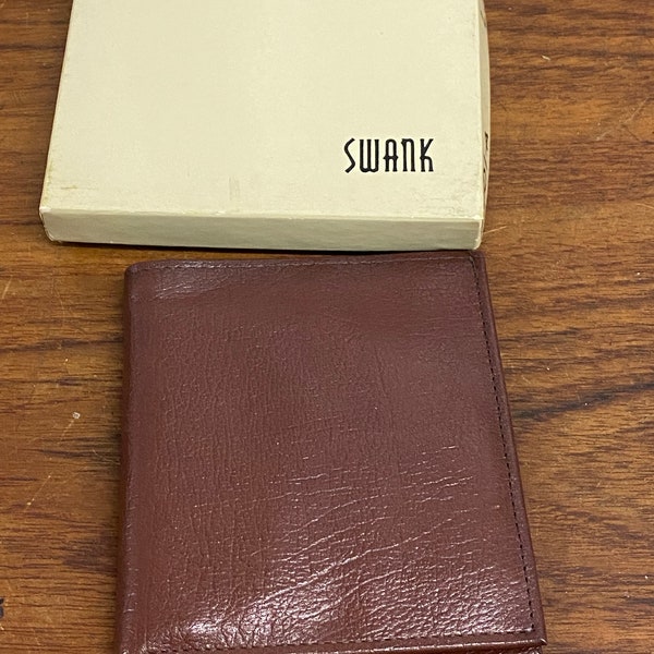 Vintage Swank Mens Brown Leather Wallet New Old Stock