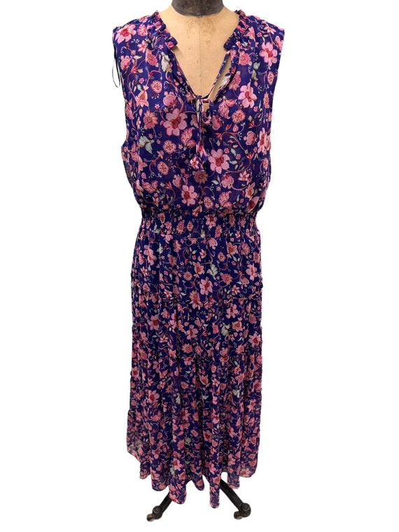 Vintage MSK Womans Maxi Sleeveless Floral Print Dr