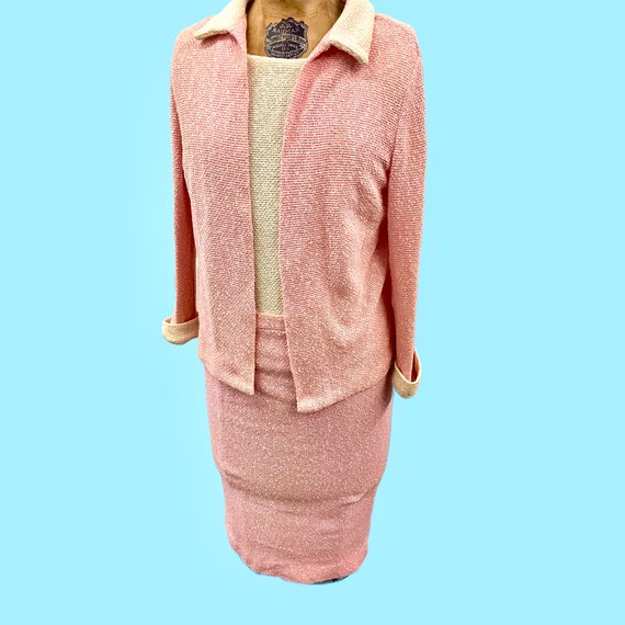 Vintage 1960's BANFF 3 Piece Linen Wool Knit Suit