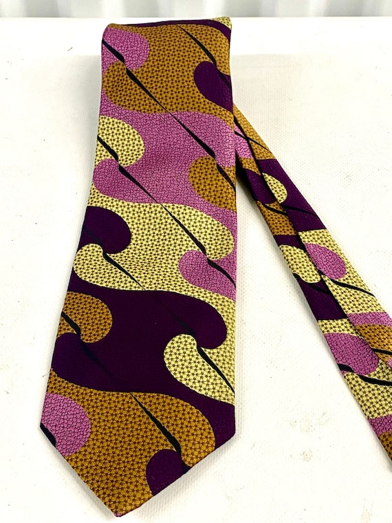 70s Bright Retro Colorfull Wide Tie By George Leon