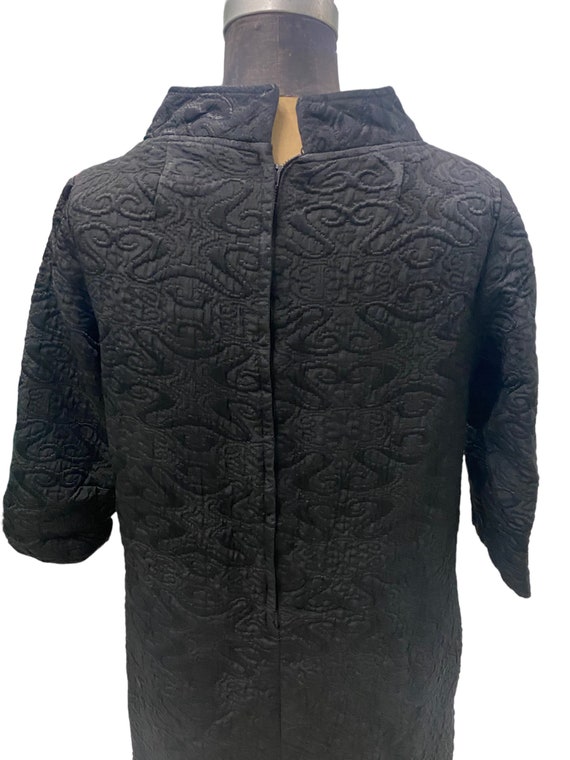 Vintage 1960 Black Quilted Patterned Mod Style Mi… - image 7