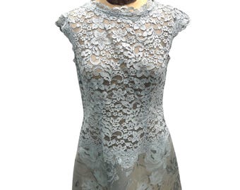 Rickie Freeman Terri John Light Blue Lace Top Cocktail Dress Size 10