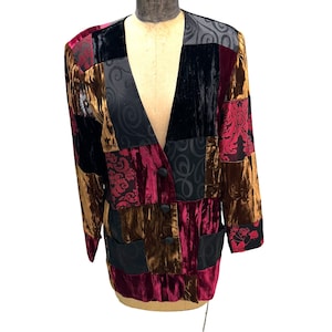 Blazer de terciopelo con patchwork de Saks Fifth Avenue de The Works vintage talla S