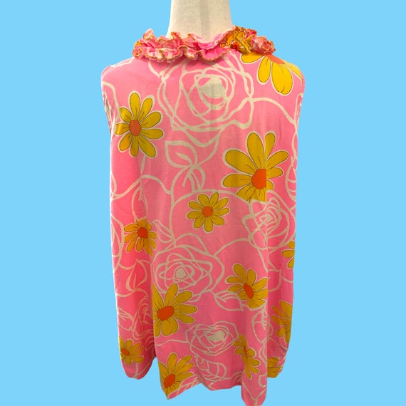 Bright Pink With Yellow Flowers Retro Vintage 197… - image 7