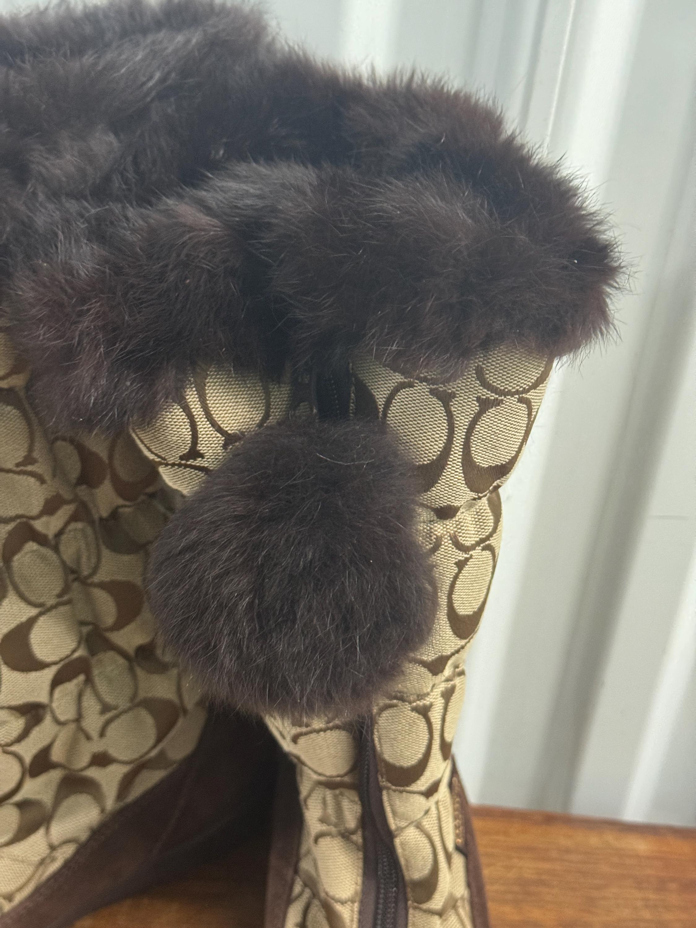 Coach Theona Signature Tall Shearling Boots Woman's Size 7 1/2 B