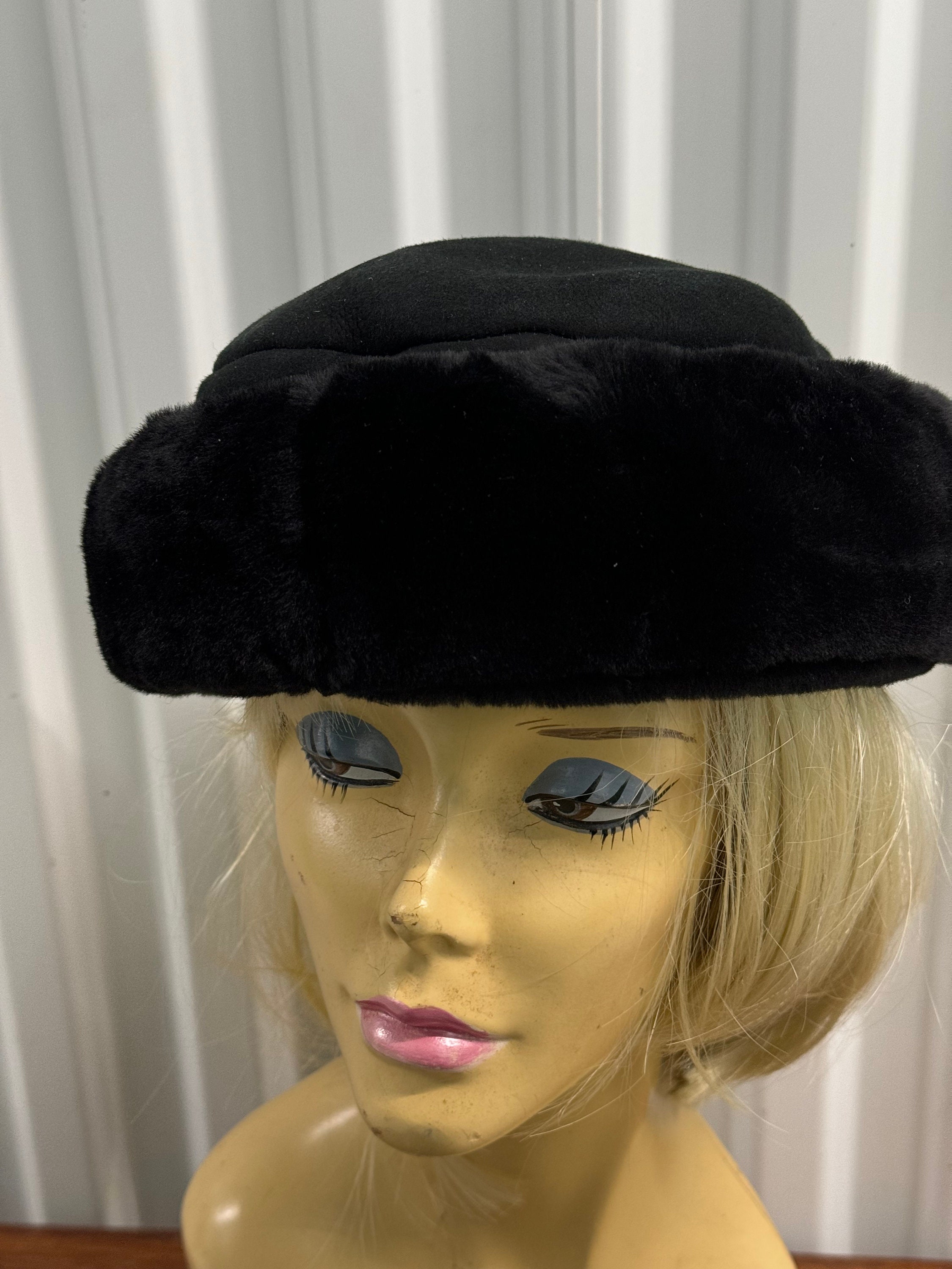 Surell Black Shearling Hat - Etsy