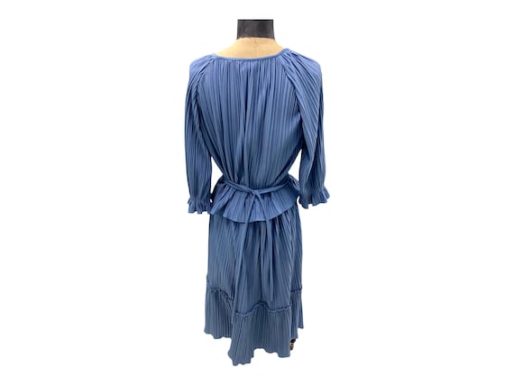 Vintage Matti Of Lynne Blue Pleated Peasant Style… - image 7