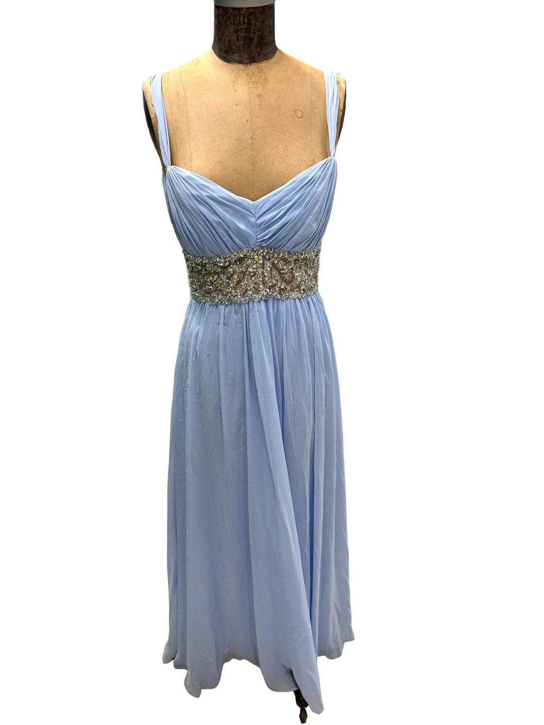 Decode 1. 8 Light Blue Evening Gown Dress Beaded Empire Waist Size 4 - Etsy