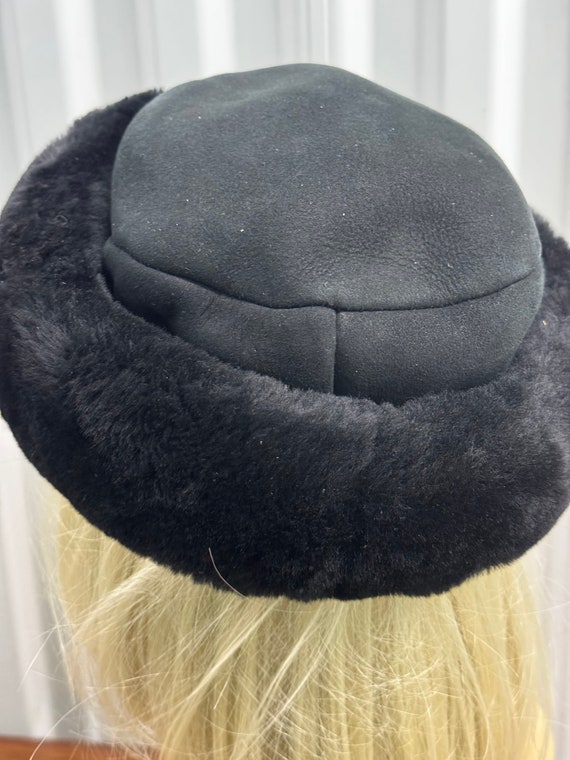 Surell Black Shearling Hat - image 4