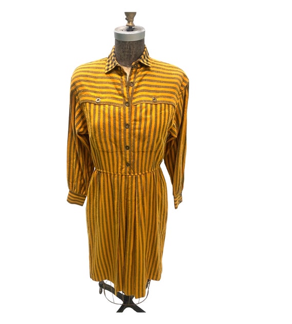 Vintage 1980s Donna Morgan For Non Stop Striped Wool Dress Sz. 3 Vintage 1980s Donna Morgan For Non Stop Striped Wool Dress Sz. 3