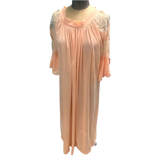 Vintage 1950s Peach Chiffon W/ Lace Nightgown By … - image 3