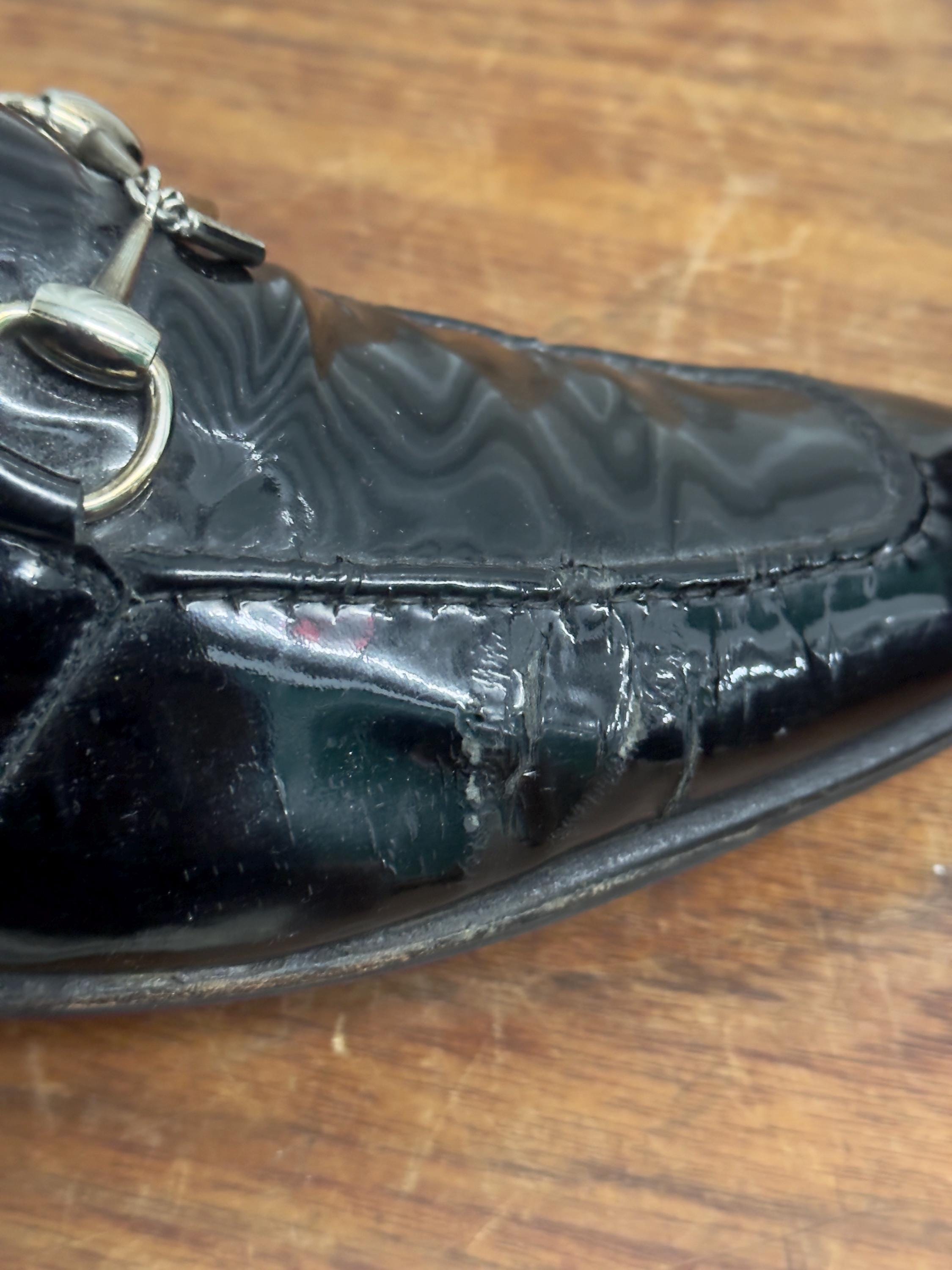 Men’s Black Patent Gucci  Leather Loafers GUCCI, 1953 Reissue Patent Leather Bit Loafers in Black  main image 2