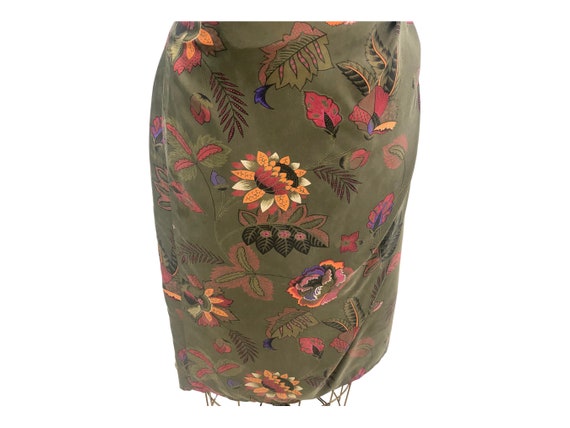 Vintage Rodier Silk Skirt Top Set Green Floral Pa… - image 6